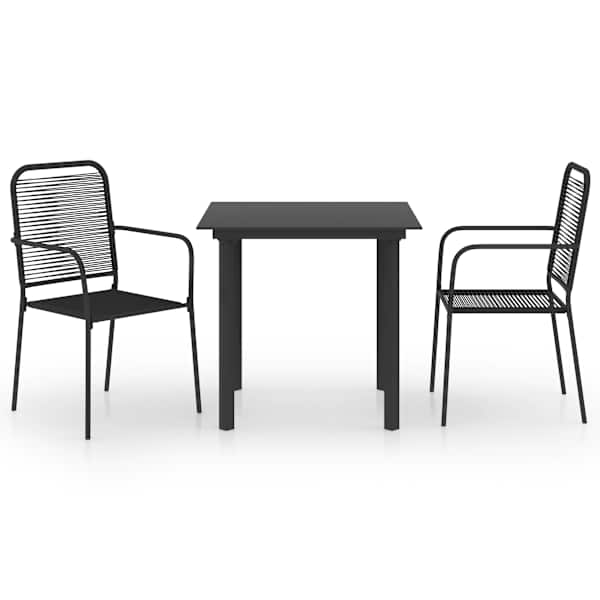 vidaXL 3-osaline aiam&ouml;&ouml;blikomplekt, must, klaas ja teras