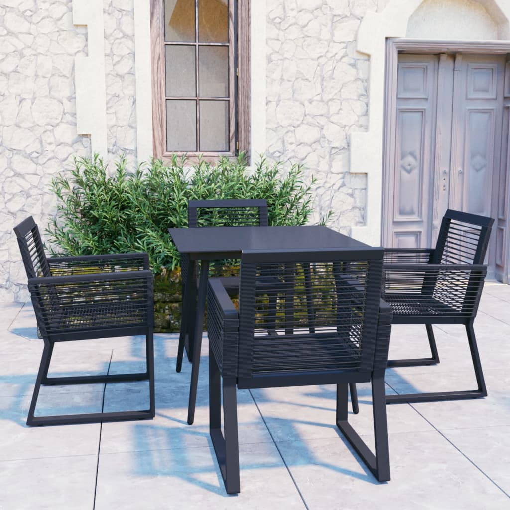 vidaXL Set mobilier de exterior, 5 piese, negru, ratan PVC