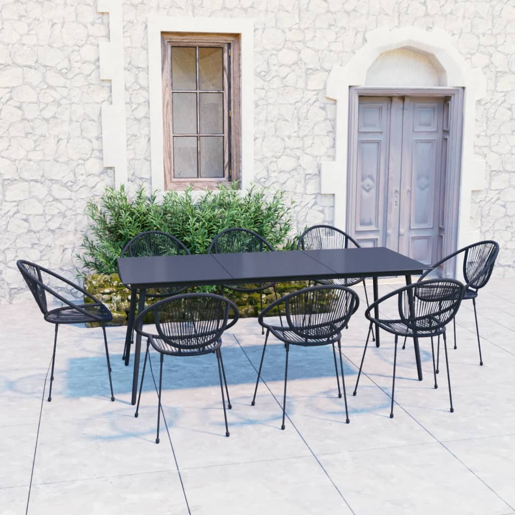 Vidaxl Set Mobilier De Exterior, 9 Piese, Negru, Ratan Pvc