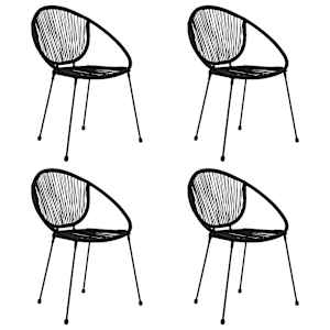 vidaXL Lauko valgomojo baldų komplektas, 5 dalių, juodas, PVC ratanas