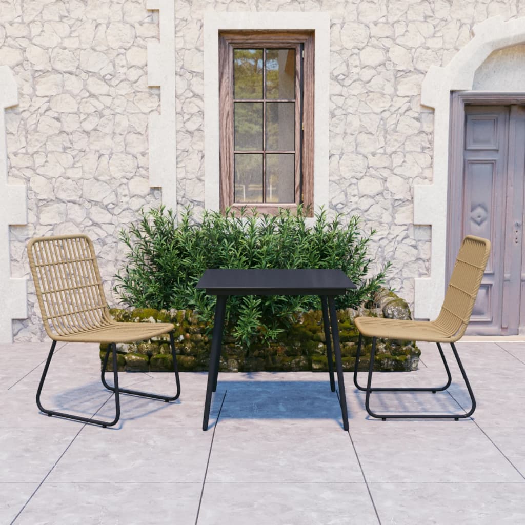 vidaXL 3-tlg. Garten-Essgruppe Poly Rattan und Glas