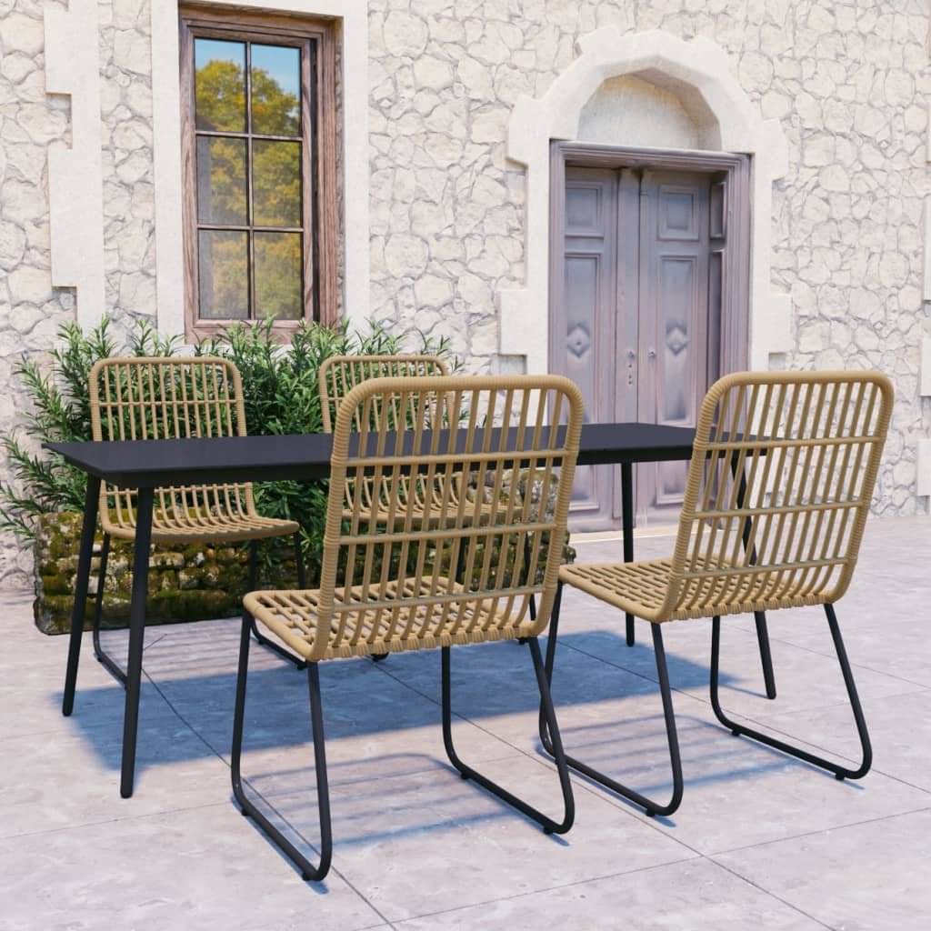 vidaXL Set mobilier de exterior, 5 piese, poliratan și sticlă