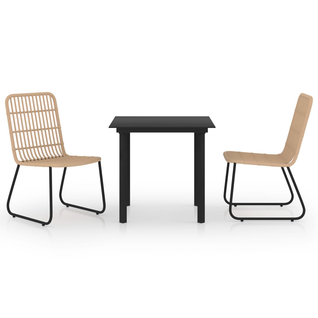 

vidaXL 3 Piece Patio Dining Set Poly Rattan and Glass