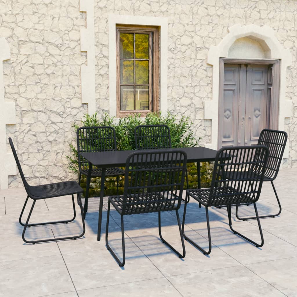 vidaXL 7-tlg. Garten-Essgruppe Poly Rattan und Glas