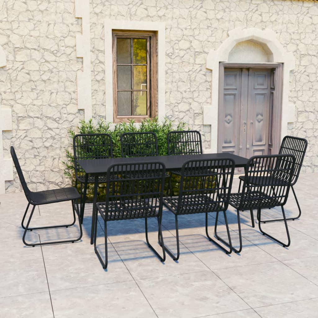 vidaXL 9-tlg. Garten-Essgruppe Poly Rattan und Glas