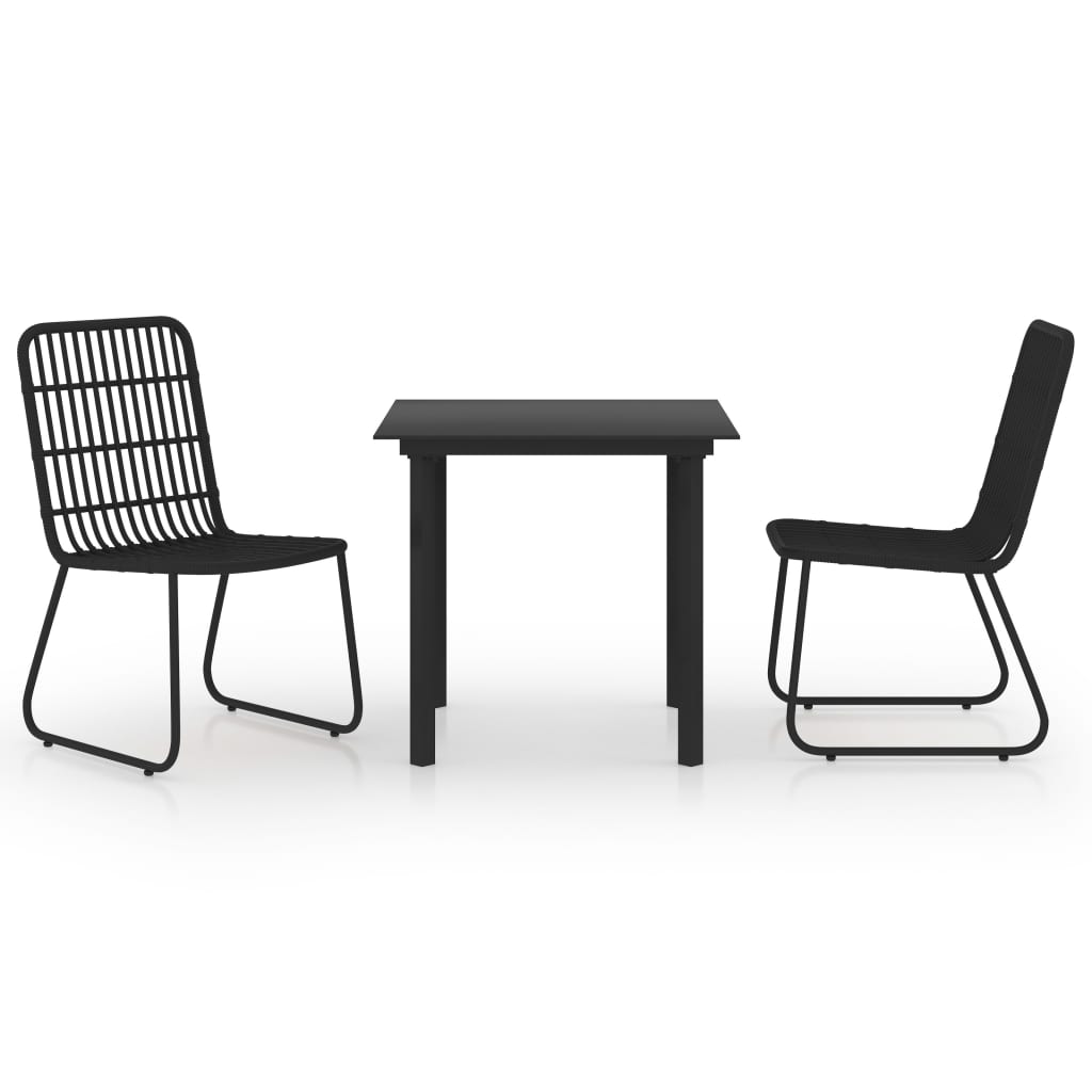 

vidaXL 3 Piece Patio Dining Set Poly Rattan and Glass