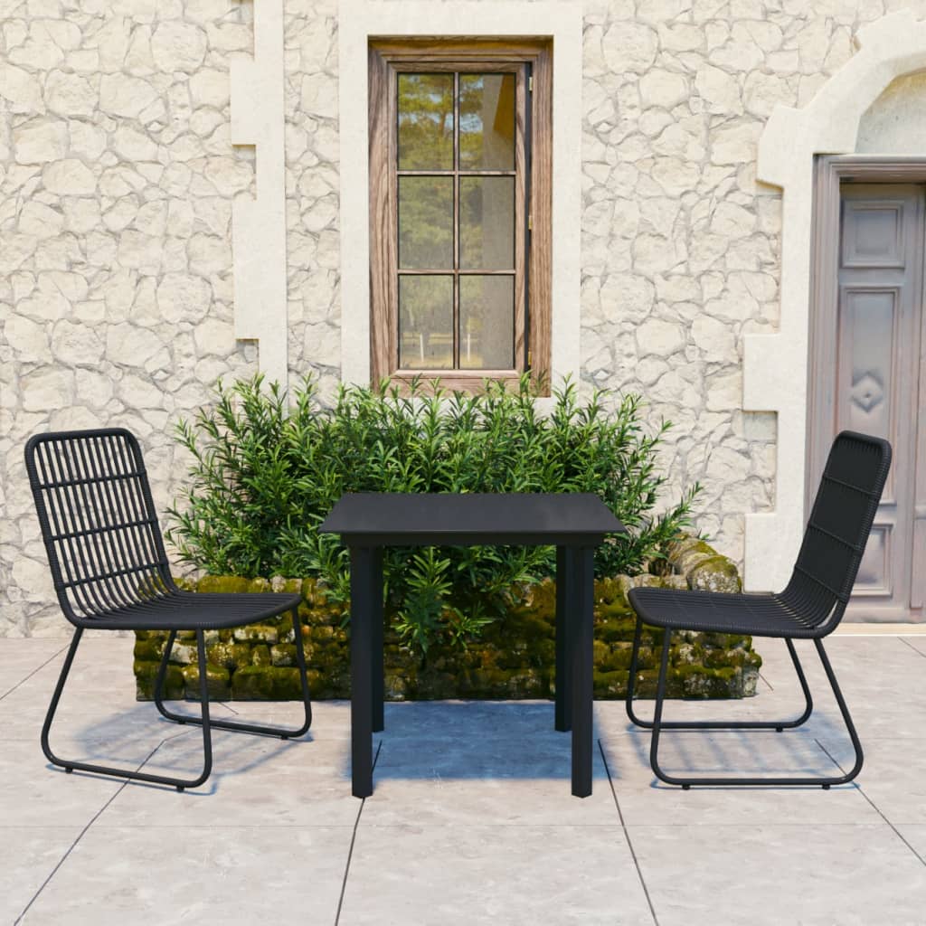 Zestaw ogrodowy, stalowa rama, czarny, 80x80x74 cm, 2 krzesła