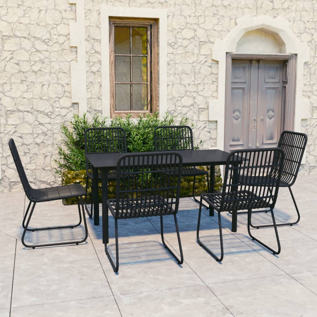 vidaXL Set mobilier de exterior, 7 piese, poliratan și sticlă