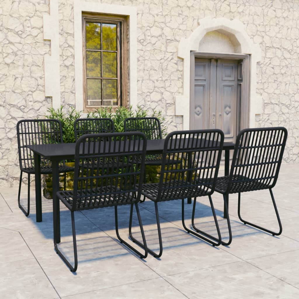 vidaXL Set mobilier de exterior, 7 piese, poliratan și sticlă