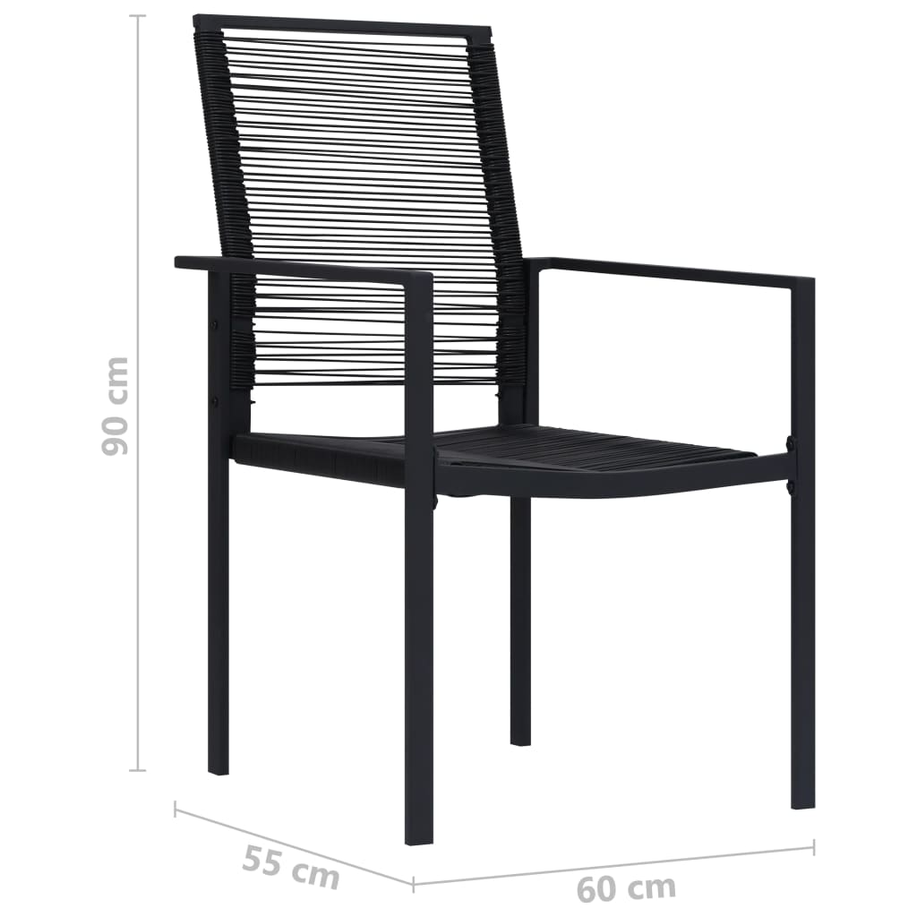 Zestaw jadalniany ogrodowy - Stół + 2 krzesła, czarne, stal/szkło, 80x80x74 cm