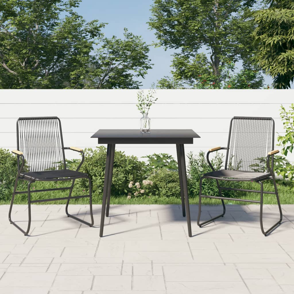 vidaXL 3-tlg. Garten-Essgruppe Schwarz PVC Rattan