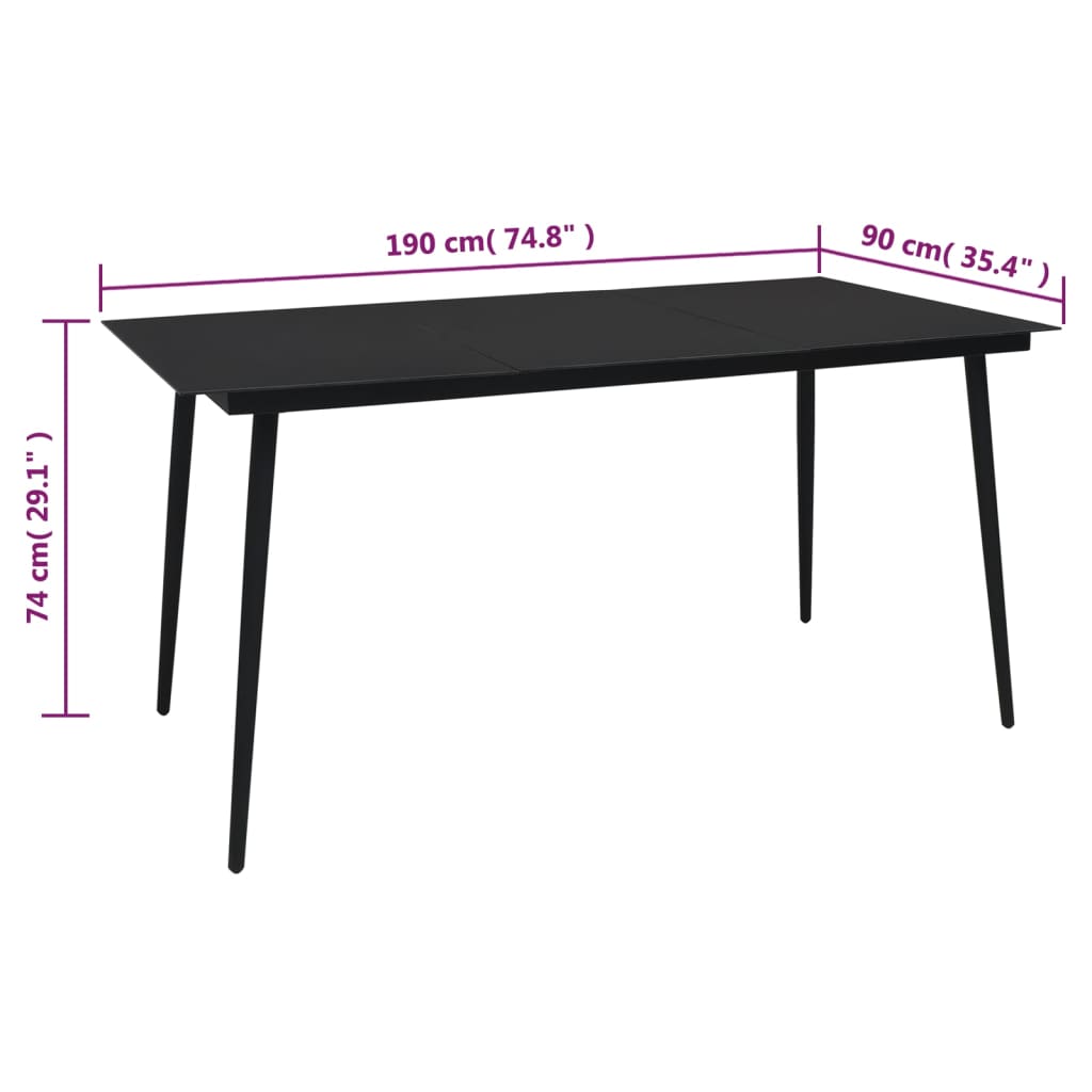 7-dijelni vrtni blagovaonski set od PVC ratana crni