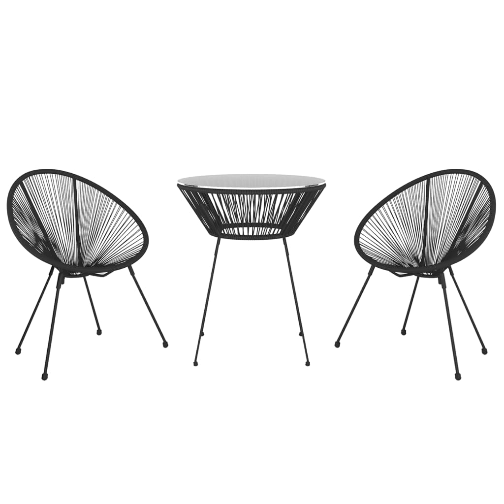 vidaXL 3-delige Tuinset PVC-rattan zwart afbeelding