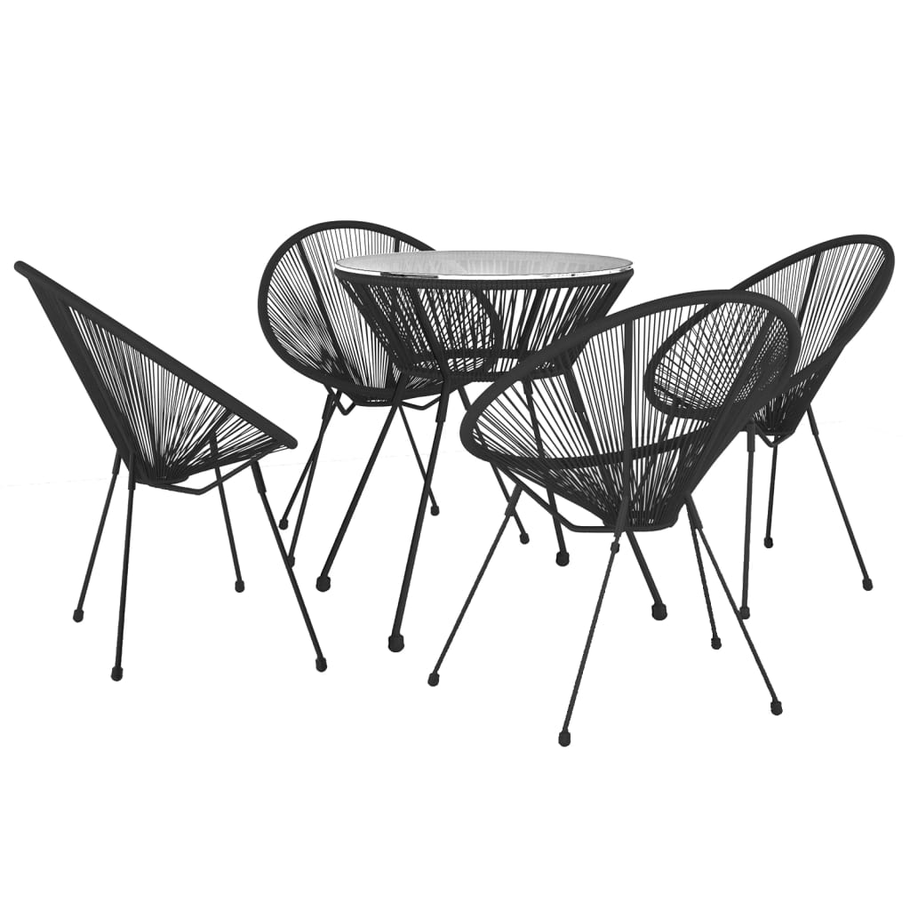 vidaXL 5-delige Tuinset PVC-rattan zwart afbeelding