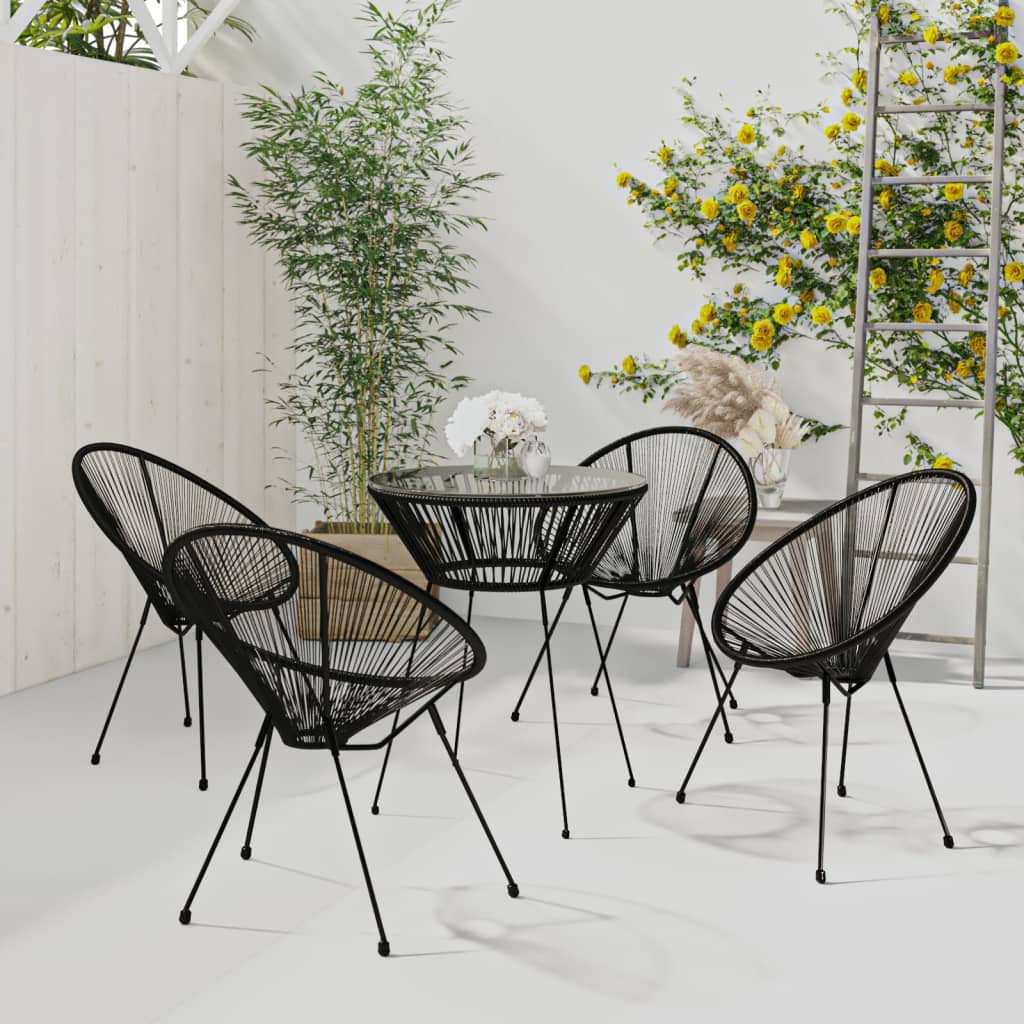 vidaXL Set mobilier de exterior, 5 piese, negru, ratan PVC