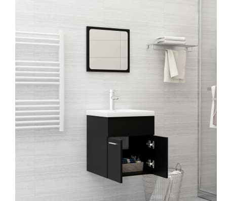 vidaXL Ensemble de meubles de salle de bain 2 pcs Noir Aggloméré