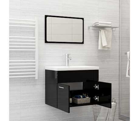 vidaXL 2-osainen Kylpyhuoneen kalustesarja korkeak. musta tekninen puu