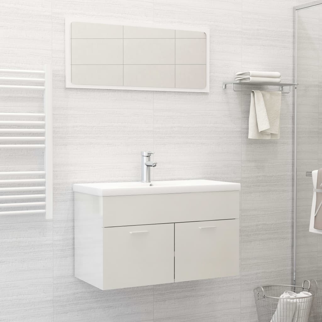 804797 vidaXL 2 Piece Bathroom Furniture Set High Gloss White Engineered Wood vidaXL