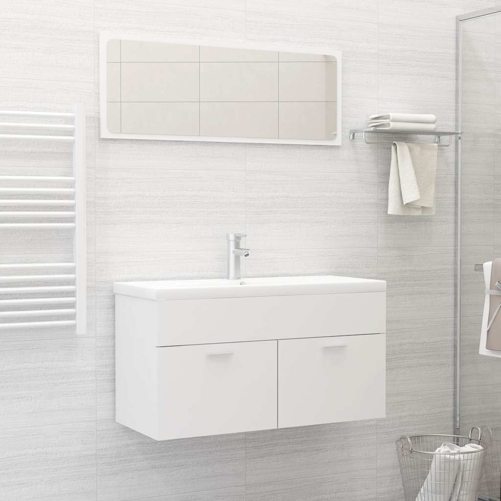 vidaXL 2-cz. zestaw mebli �azienkowych, bia�y, materia� drewnopochodny