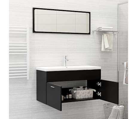 vidaXL バスルーム家具2点セット ブラック エンジニアリングウッド