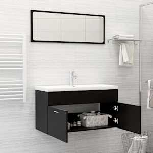 vidaXL バスルーム家具2点セット ブラック エンジニアリングウッド