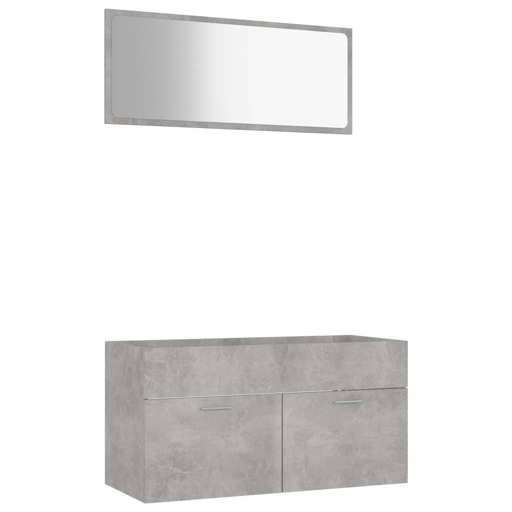 Set mobilier de baie, 2 piese, gri beton, PAL