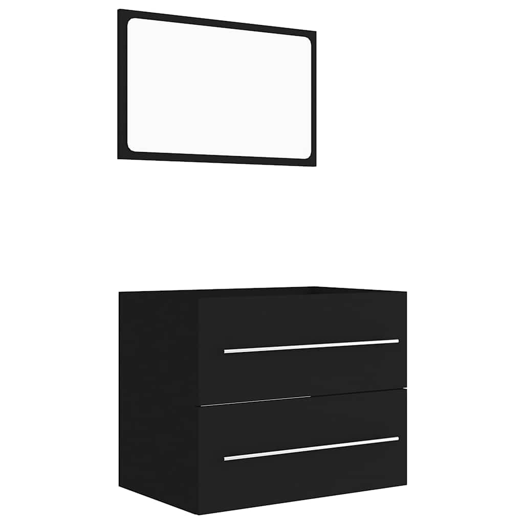 

vidaXL 2 Piece Bathroom Furniture Set Black Engineered Wood
