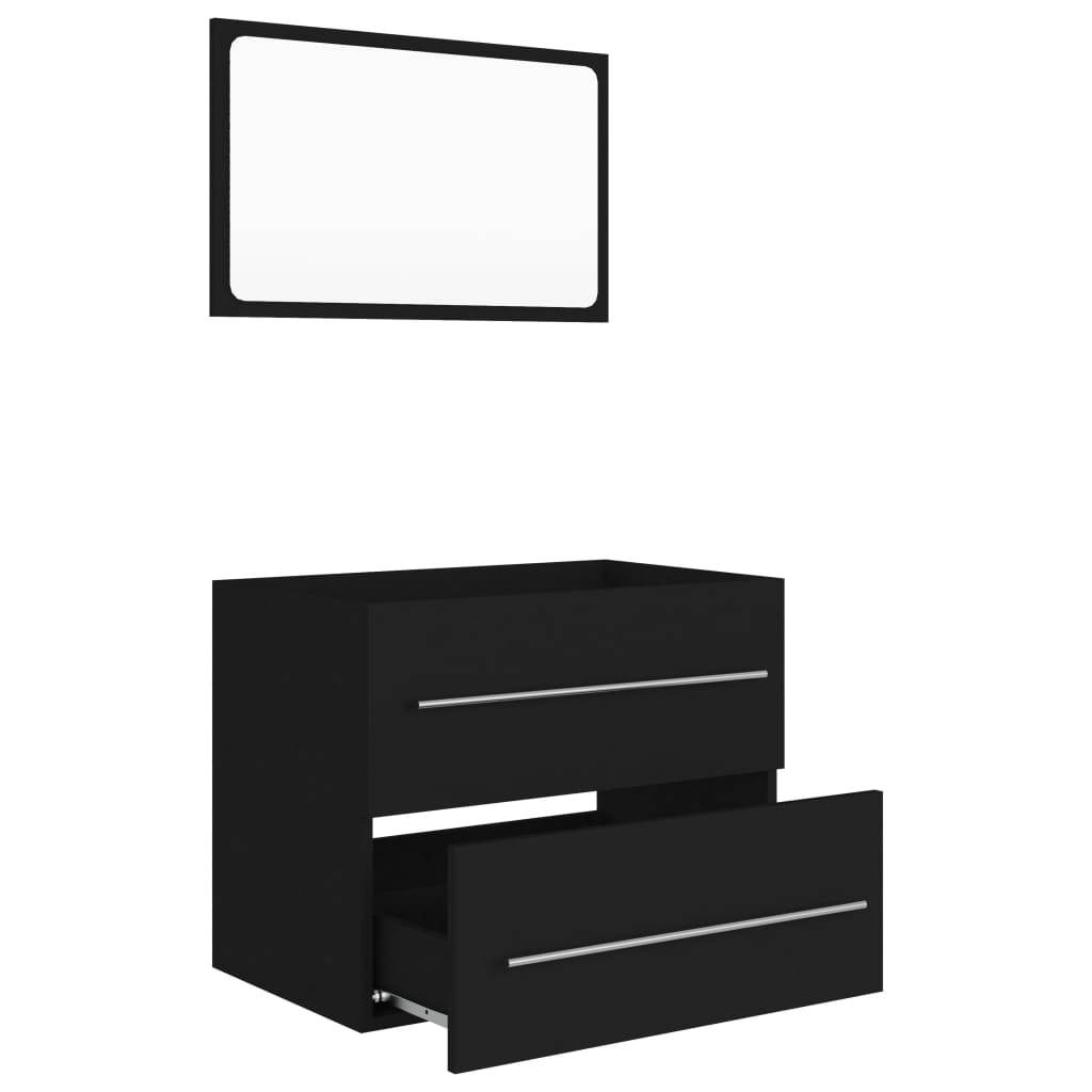 vidaXL 2 Piece Bathroom Furniture Set Black Engineered Wood