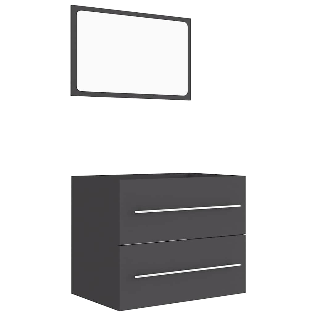 

vidaXL 2 Piece Bathroom Furniture Set Gray Engineered Wood