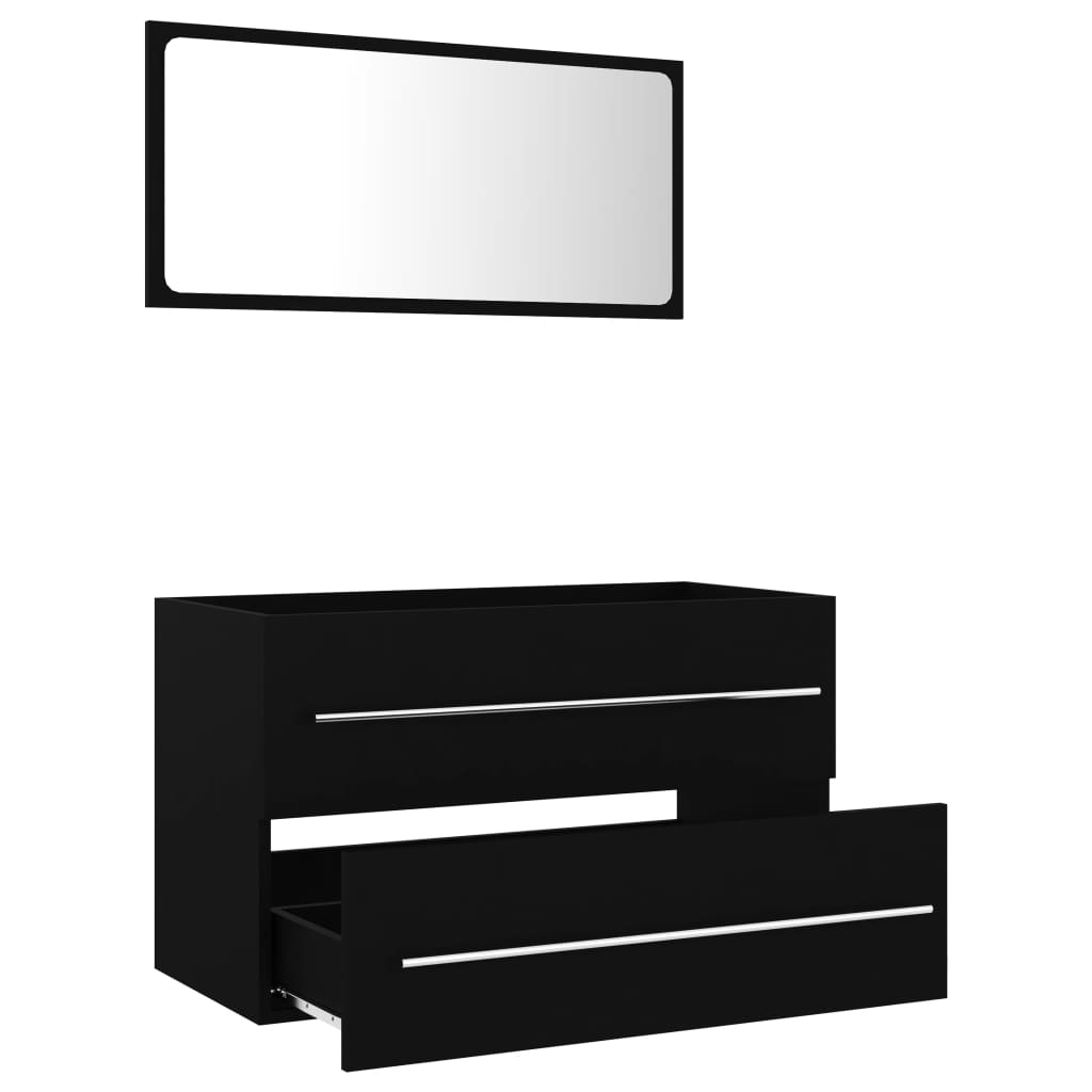 vidaXL 2 Piece Bathroom Furniture Set Black Chipboard