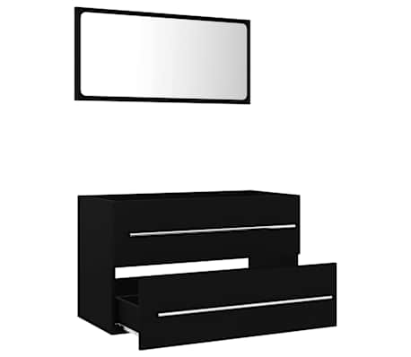 vidaXL Vonios kambario baldų komplektas, 2 dalių, juodos spalvos, MDP