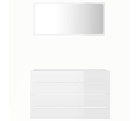 vidaXL Vonios kambario baldų komplektas, 2 dalių, baltas, MDP, blizgus