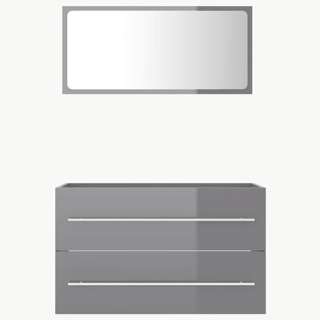 Thumbnail - vidaXL 2-tlg. Badmöbel-Set Hochglanz-Grau Holzwerkstoff