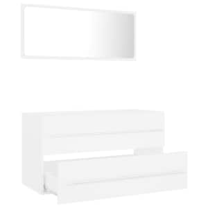 vidaXL バスルーム家具2点セット ホワイト パーティクルボード