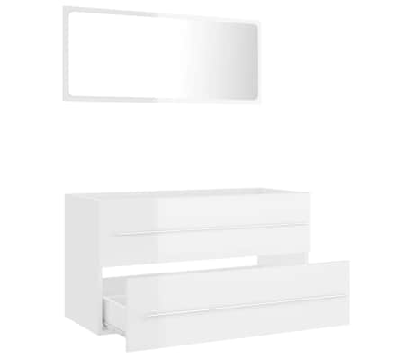 vidaXL 2 Piece Bathroom Furniture Set High Gloss White Engineered Wood