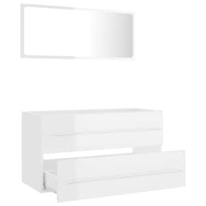 vidaXL 2 Piece Bathroom Furniture Set High Gloss White Engineered Wood