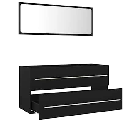 vidaXL Baderomsmøbler 2 stk svart sponplate