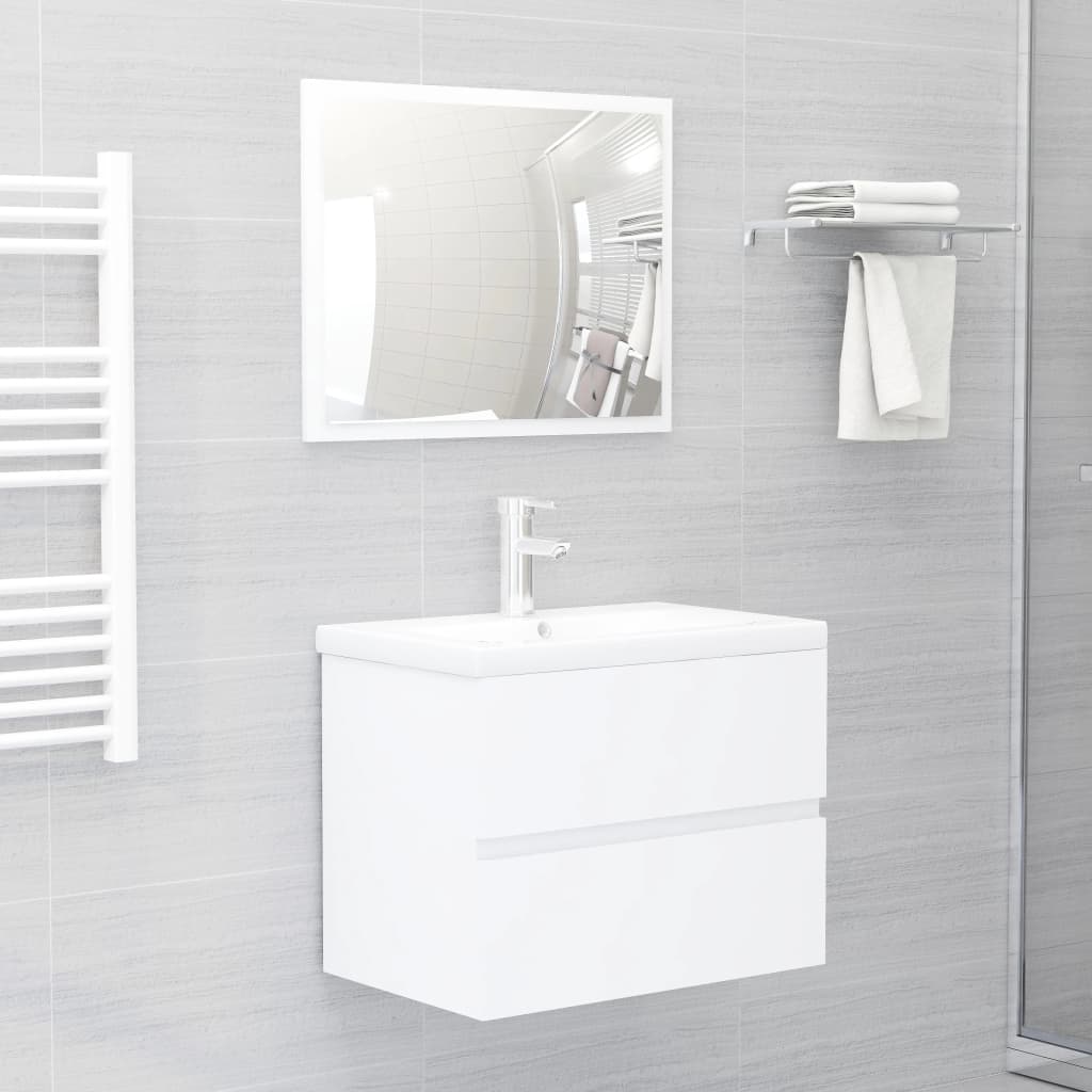 vidaXL Ensemble de meubles de salle de bain 2 pcs Blanc Aggloméré