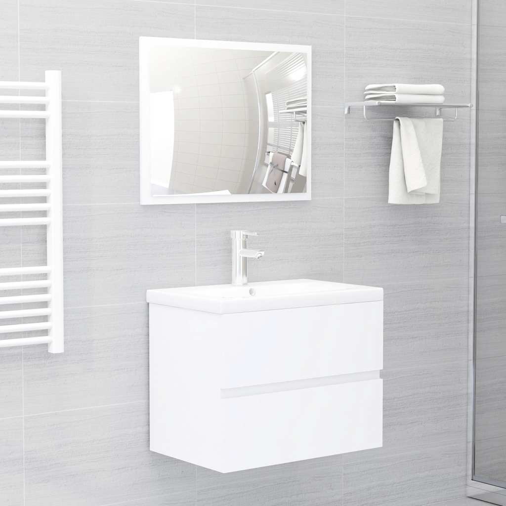 vidaXL 2-cz. zestaw mebli �azienkowych, bia�y, materia� drewnopochodny
