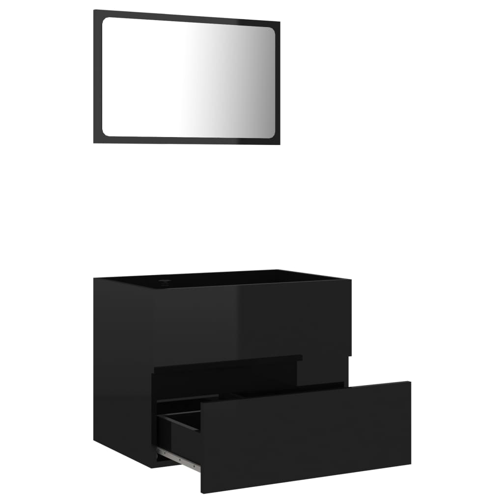 vidaXL 2-dielna súprava kúpeľňového nábytku vysokolesklá čierna drevotrieska