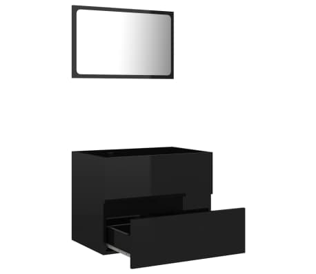 vidaXL Vonios kambario baldų komplektas, 2 dalių, juodas, MDP, blizgus