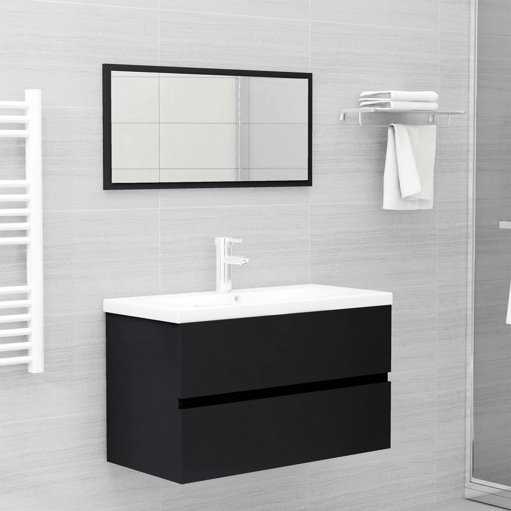 vidaXL Ensemble de meubles de salle de bain 2 pcs Noir Aggloméré