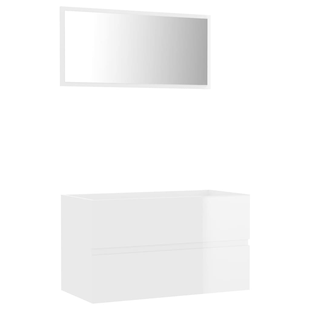 Vonios kambario baldų komplektas, 2 dalių, baltas, MDP, blizgus | Stepinfit