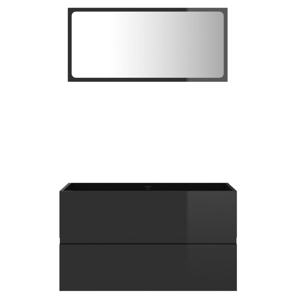 vidaXL 2-dielny kúpeľňový nábytok, lesklý čierny, kompozitné drevo
