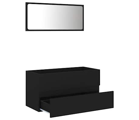 vidaXL Vonios kambario baldų komplektas, 2 dalių, juodos spalvos, MDP