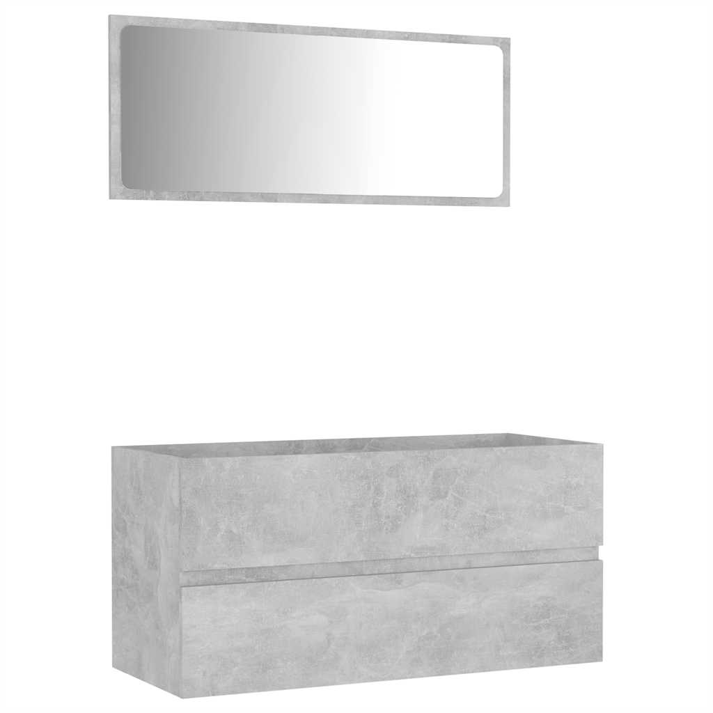 vidaXL 2 Piece Bathroom Furniture Set Concrete Grey Engineered Wood