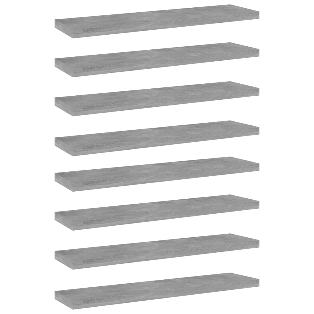 Image of vidaXL Bookshelf Boards 8 pcs Concrete Grey 40x10x1.5 cm Engineered Wood