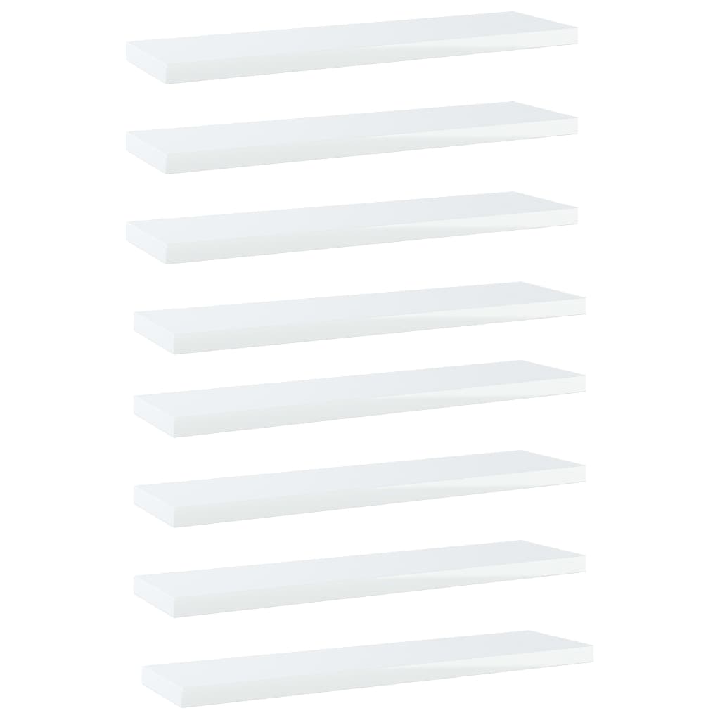 Image of vidaXL Bookshelf Boards 8 pcs High Gloss White 40x10x1.5 cm Engineered Wood