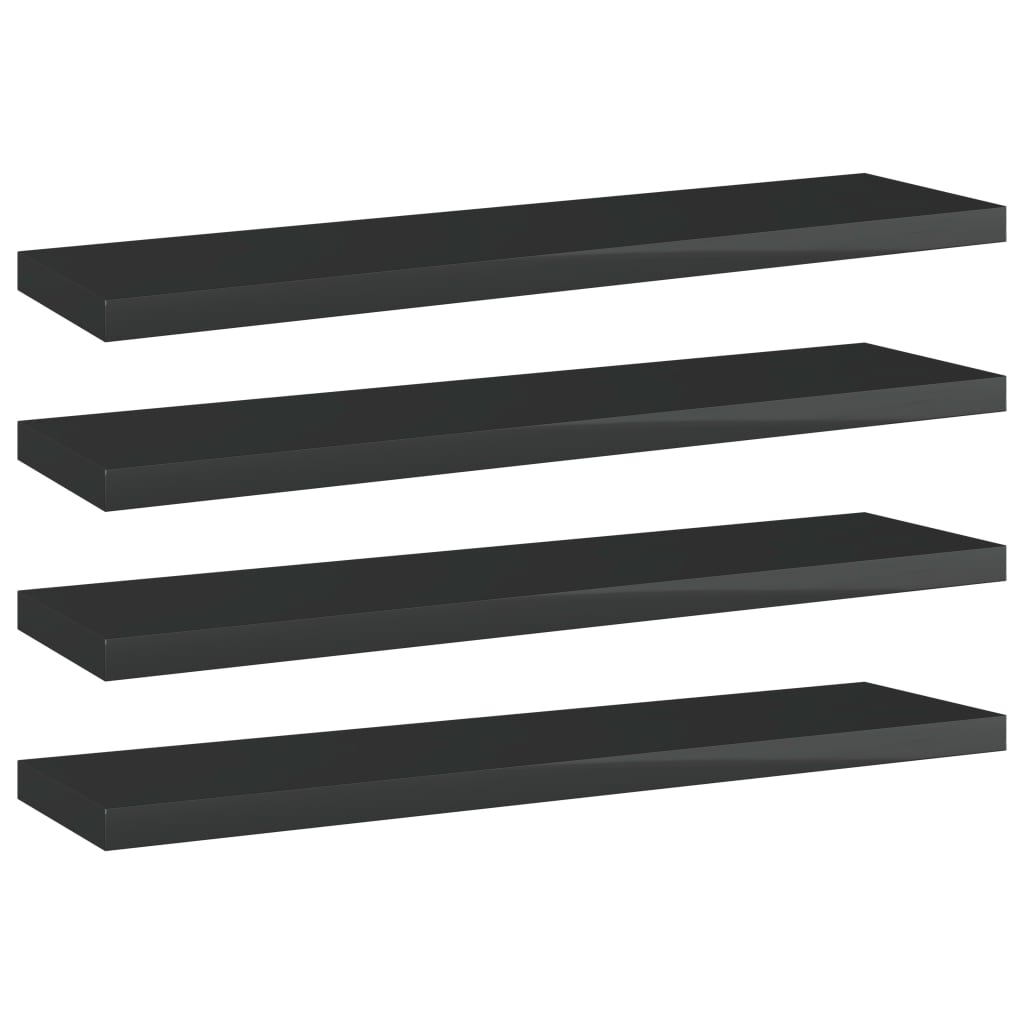 Photos - Display Cabinet / Bookcase VidaXL Bookshelf Boards 4 pcs High Gloss Black 15.7"x3.9"x0.6" Engineered Wood 