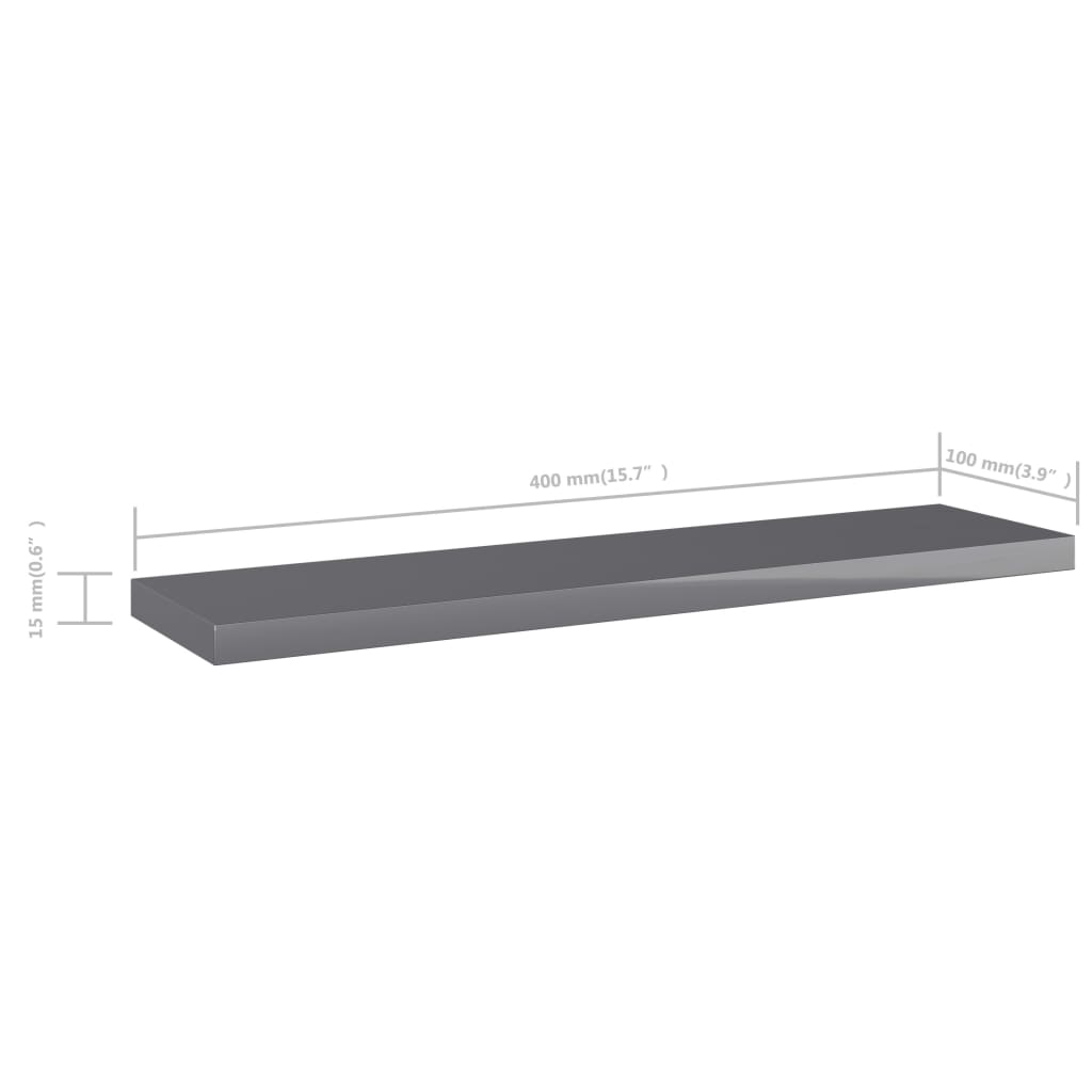 vidaXL Bookshelf Boards 8 pcs High Gloss Gray 15.7"x3.9"x0.6" Chipboard